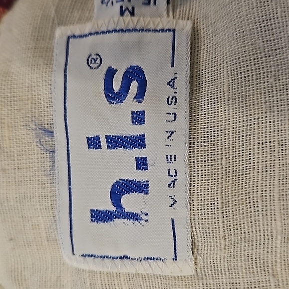 Vintage H.I.S Western Pearl Snap Shirt  sz M Plaid with  Cream accent yoke and - Picture 9 of 11